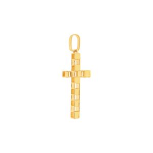Pingente Cruz De Ouro 18k Quadrada e Vazada 27mm