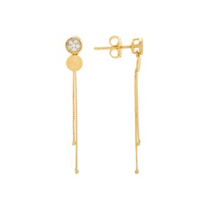 Brinco De Ouro 18K Redondo Com Franja Veneziana