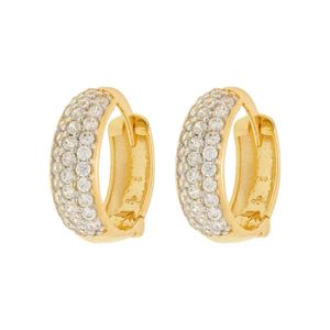 Brinco De Ouro 18K Argola De 11mm Com Zircônias
