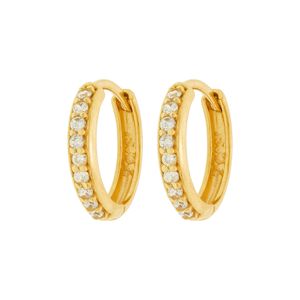 Brinco Argola De Ouro 18K Com Zircônias Brancas