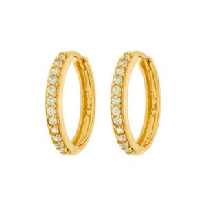 Brinco Argola De Ouro 18k Com Zircônia