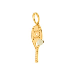 Pingente De Ouro 18k Raquete Beach Tennis com Pérola