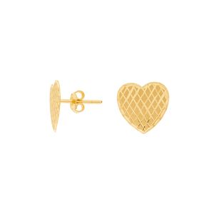 Brinco Coração De Ouro 18K Chapa De 10MM
