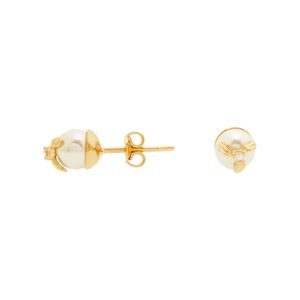 Brinco Pérola De Ouro 18K com Pedras de Zircônia