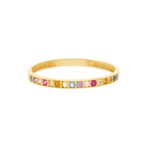 Anel Aparador De Ouro 18k Com Zircônias Coloridas