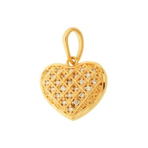Pingente De Ouro 18K Coração Com Detalhe Quadradinho