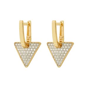 Brinco De Ouro 18K Argola com Triângulo Pendurado