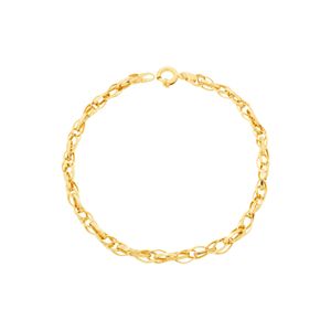Pulseira De Ouro 18k Elos Trançados 19cm