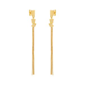 Brinco De Ouro 18K Quadrado com Franja