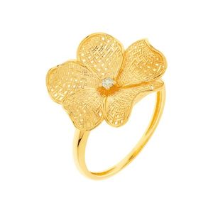 Anel De Ouro 18k Flor 17MM