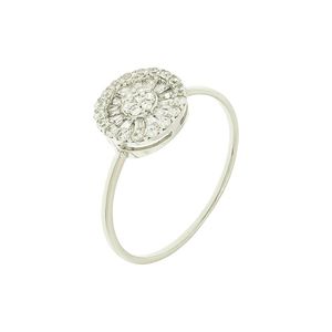 Anel De Ouro Branco 18k Pizza 9mm Zircônia