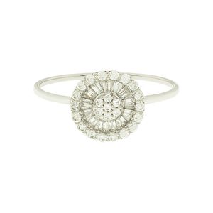 Anel De Ouro Branco 18k Pizza 9mm Zircônia