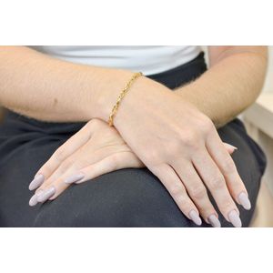 Pulseira De Ouro 18k Elos Trançados 19cm