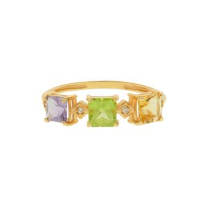 Anel De Ouro 18K Mix Com Três Pedras