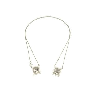 Escapulário De Ouro Branco 18K São Bento De 14mm Fosco