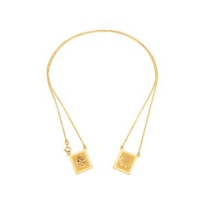 Escapulário São Bento De Ouro 18K Quadrado Com Oração 60Cm