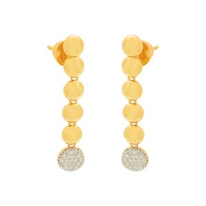 Brinco De Ouro 18K Esferas Longo