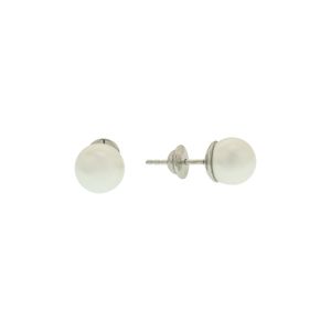 Brinco Pérola De Ouro Branco 18K Pequeno