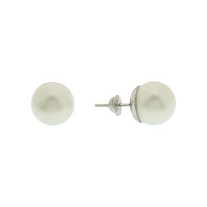 Brinco Pérola De Ouro Branco 18K Grande