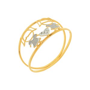 Anel Filhos 2 Meninas De Ouro 18k Bicolor