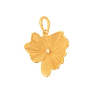 Pingente Flor De Ouro 18k Jateado Com Pedra de Brilhante