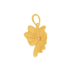 Pingente Flor De Ouro 18k Jateado Com Pedra de Brilhante