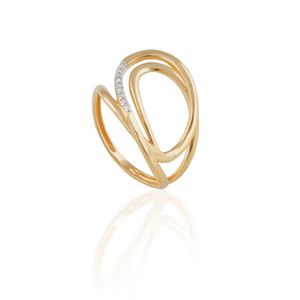 Anel Em Ouro 18k Espiral Com Brilhantes Sublime