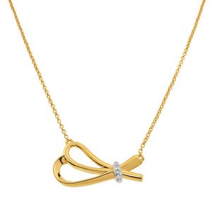 Colar De Ouro 18k Laço Com Brilhante 45cm