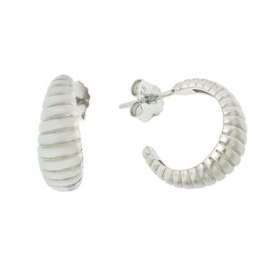 Brinco De Prata 925 Meia Argola Trabalhada