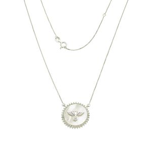 Colar De Prata 925 Espírito Santo Com Zircônias 45cm