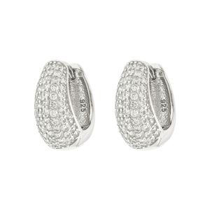 Brinco De Prata 925 Argola Cravejada 16MM
