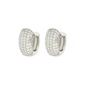 Brinco De Prata 925 Argola Cravejada 13MM