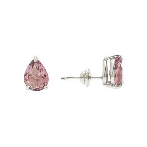 Brinco de Prata 925 Gota Ametista Rosa