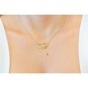 Colar De Ouro 18k Espiral Com Brilhantes 45cm