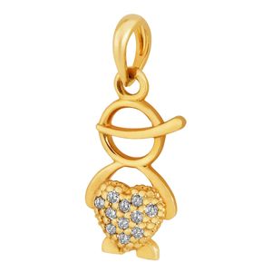 Pingente De Ouro 18k Menino De 14MM Com Coração