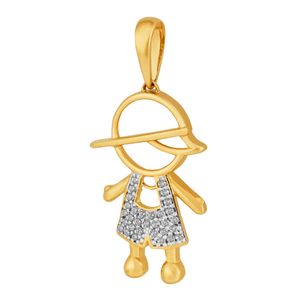 Pingente De Ouro 18k Menino Vazado De 22MM Com Zircônias