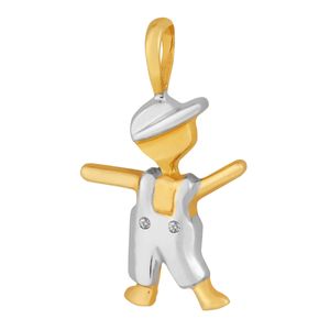 Pingente Menino De Ouro 18k De 15MM Com Brilhantes