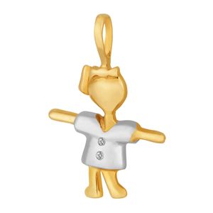 Pingente Menina De Ouro 18k De 14MM Com Brilhantes
