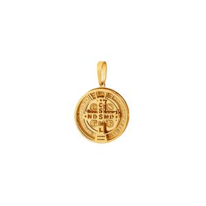 Pingente São Bento De Ouro 18k Com Oração  14mm