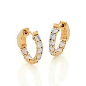 Brinco Argola de Ouro 18K Com Zircônias e Trava