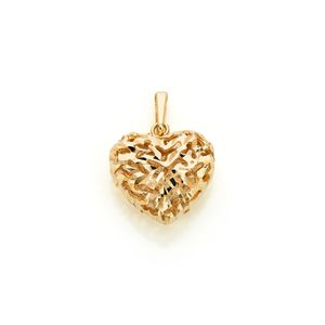 Pingente De Ouro 18k Coração Diamantado Com Detalhes
