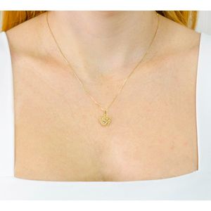 Pingente De Ouro 18k Coração Diamantado Com Detalhes