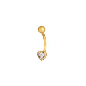 Piercing De Umbigo Ponto De Luz Coração Em Ouro 18k
