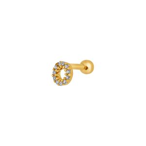 Piercing Cartilagem Círculo Com Zircônias Em Ouro 18k