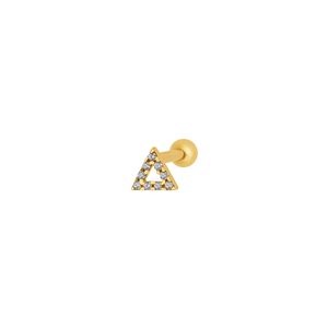 Piercing Cartilagem Triângulo Vazado Com Zircônias Em Ouro 18k