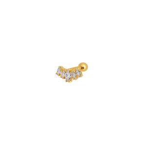 Piercing Cartilagem Coroa De Zircônias Em Ouro 18k