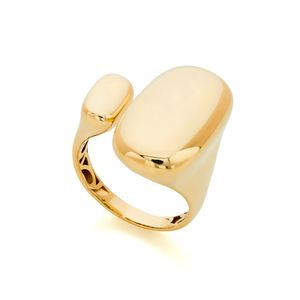Anel Bold Retangular De Ouro 18k