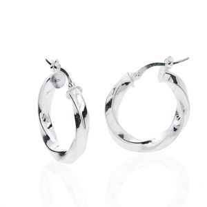 Brinco Argola Fio Torcido De Prata 925 22mm