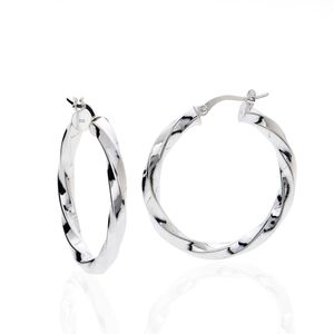Brinco Argola Fio Torcido De Prata 925 33mm