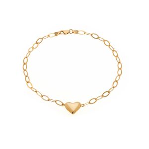 Pulseira Elo Coração De Ouro 18K